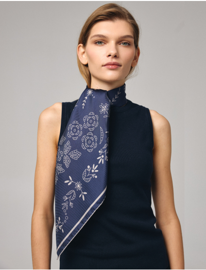 Картинка Шовкова хустина «Мереживо» Navy